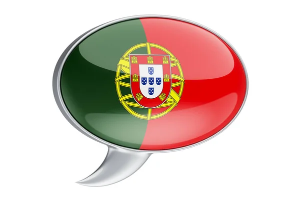 Speech Balloon Portuguese Flag Rendering Isolated White Background — Stock Photo, Image