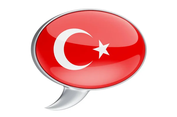 Speech Balloon Turkish Flag Rendering Isolated White Background — Stock Photo, Image