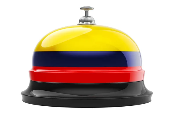 Κουδούνι Υποδοχής Σημαία Κολομβίας Απόδοση Απομονωμένη Λευκό Φόντο — Φωτογραφία Αρχείου