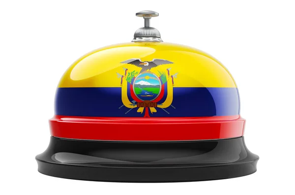 带有厄瓜多尔国旗的接待铃 3D渲染白色背景下的隔离 — 图库照片