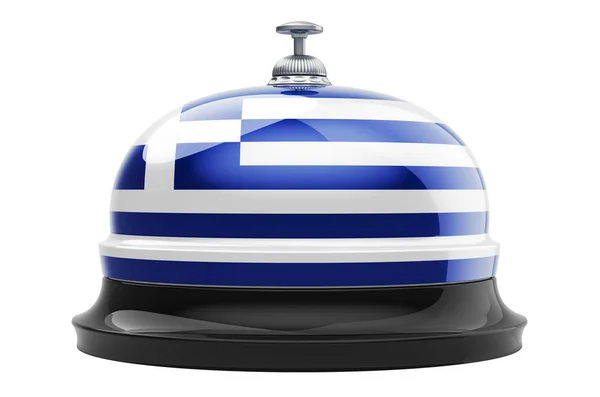 Yunan Bayrağı Taşıyan Resepsiyon Zili Beyaz Arkaplanda Boyutlu Görüntüleme — Stok fotoğraf