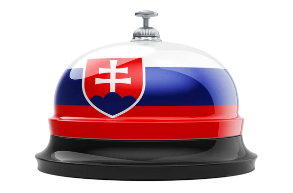 Dzwonek Odbiorczy Słowacką Flagą Renderowanie Izolowane Białym Tle — Zdjęcie stockowe