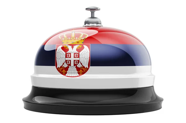 Reception Klocka Med Serbisk Flagga Rendering Isolerad Vit Bakgrund — Stockfoto