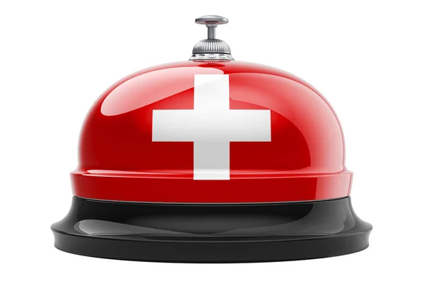 Campana Recepción Con Bandera Suiza Representación Aislada Sobre Fondo Blanco —  Fotos de Stock