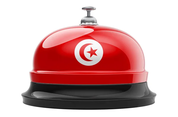 Campana Ricezione Con Bandiera Tunisina Resa Isolata Sfondo Bianco — Foto Stock