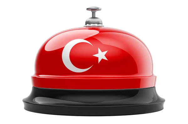 Campana Ricezione Con Bandiera Turca Resa Isolata Sfondo Bianco — Foto Stock