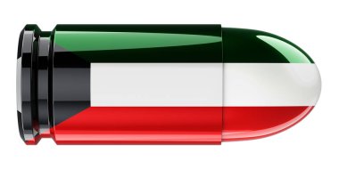 Kuveyt bayrağı taşıyan kurşun, beyaz arkaplanda 3 boyutlu görüntüleme