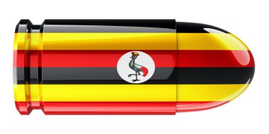 Ugandalı mermi, beyaz arkaplanda 3 boyutlu görüntüleme