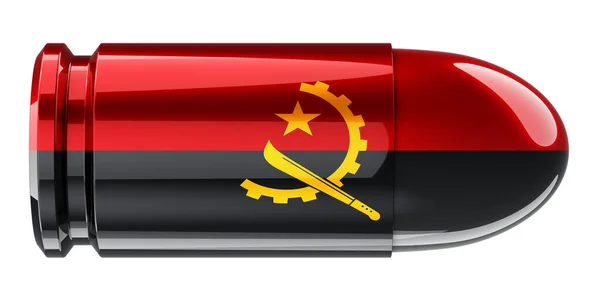 アンゴラの旗の弾丸 白い背景に隔離された3Dレンダリング — ストック写真