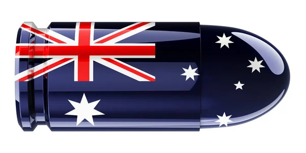 带有澳大利亚国旗的子弹 3D渲染 白色背景隔离 — 图库照片