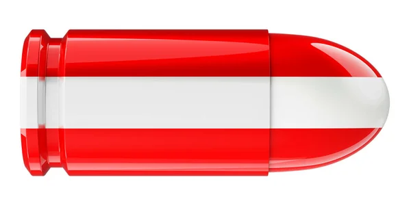 Pallottola Con Bandiera Austriaca Rendering Isolato Sfondo Bianco — Foto Stock
