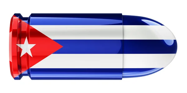 Bala Con Bandera Cubana Representación Aislada Sobre Fondo Blanco — Foto de Stock