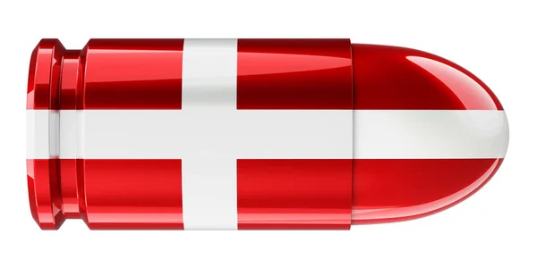 Danimarka Bayrağına Sahip Kurşun Beyaz Arkaplanda Görüntüleme — Stok fotoğraf
