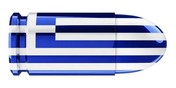Yunan Bayraklı Mermi Beyaz Arkaplanda Görüntüleme — Stok fotoğraf