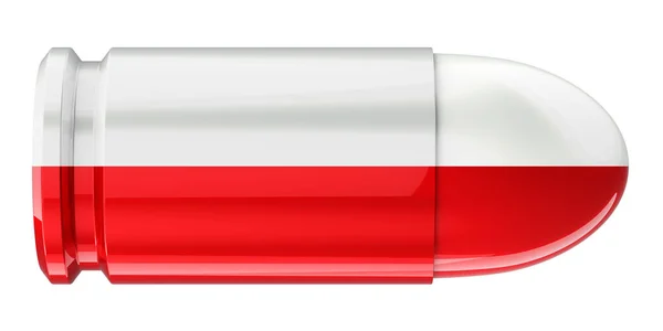 Polonya Bayraklı Mermi Beyaz Arkaplanda Boyutlu Görüntüleme — Stok fotoğraf