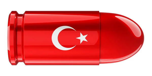 Bala Con Bandera Turca Representación Aislada Sobre Fondo Blanco — Foto de Stock