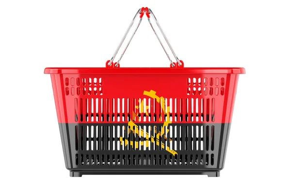Warenkorb Mit Angolanischer Flagge Marktkorb Oder Kaufkraftkonzept Rendering Isoliert Auf — Stockfoto