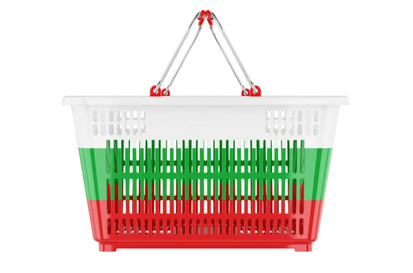 ブルガリアの国旗 市場のバスケットや購買力の概念を持つショッピングバスケット 白い背景に隔離された3Dレンダリング — ストック写真