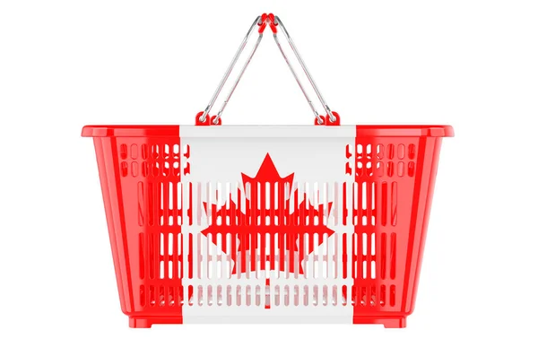 Καλάθι Αγορών Καναδική Σημαία Καλάθι Αγορών Αγοραστική Δύναμη Έννοια Απόδοση — Φωτογραφία Αρχείου