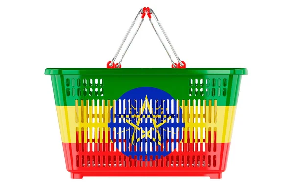 Cesta Compra Con Bandera Etíope Cesta Mercado Concepto Poder Adquisitivo —  Fotos de Stock