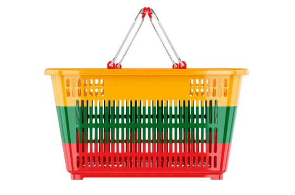 Cesta Compra Con Bandera Lituana Cesta Mercado Concepto Poder Adquisitivo —  Fotos de Stock