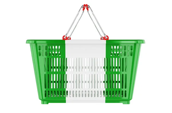 Shopping Basket Nigerian Flag Market Basket Purchasing Power Concept Rendering — Stock Photo, Image