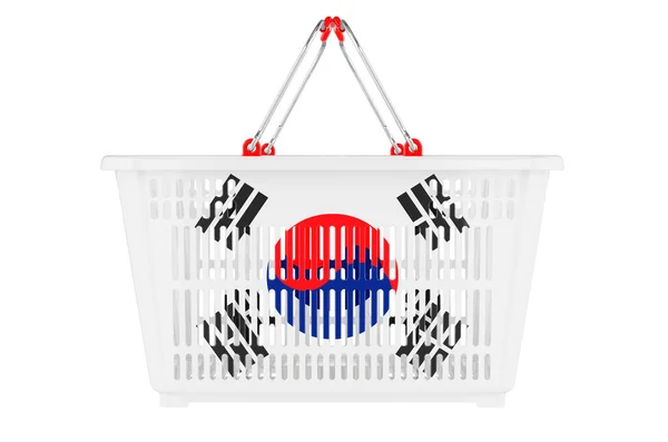 Cesta Compra Con Bandera Corea Del Sur Cesta Mercado Concepto —  Fotos de Stock