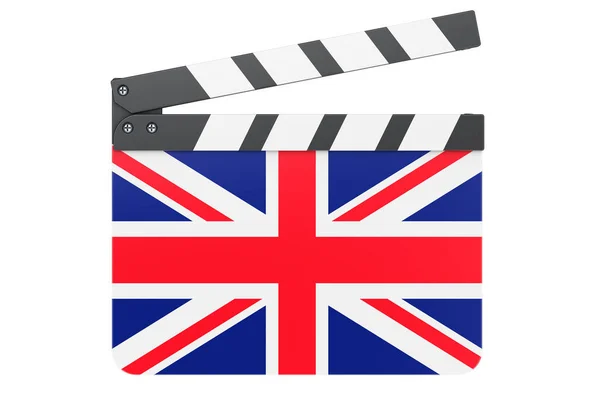 Klaps Filmowy Brytyjską Flagą Koncepcja Przemysłu Filmowego Rendering Izolowany Białym — Zdjęcie stockowe