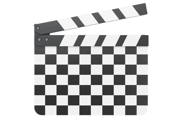 Clapperboard Filme Com Bandeira Chequered Renderização Isolado Fundo Branco — Fotografia de Stock