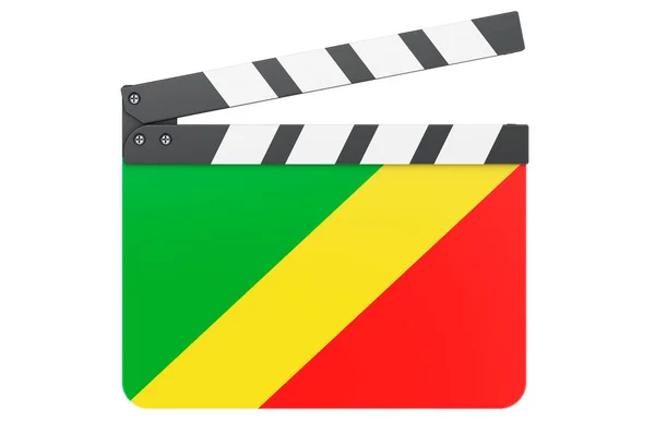 Kongo Bayraklı Film Panosu Film Endüstrisi Konsepti Beyaz Arkaplanda Görüntüleme — Stok fotoğraf