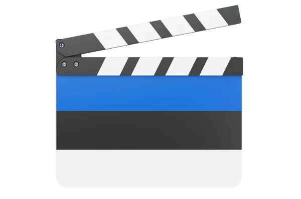 Filmklipp Med Estnisk Flagga Filmindustrikoncept Rendering Isolerad Vit Bakgrund — Stockfoto