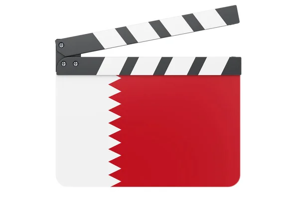 Film Clapperboard Avec Drapeau Qatari Concept Industrie Cinématographique Rendu Isolé — Photo