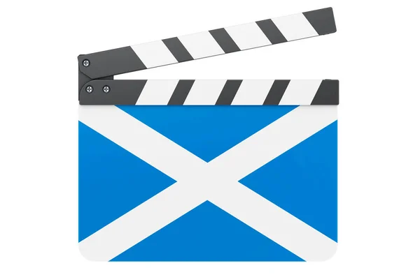 Film Clapperboard Med Skotsk Flagga Filmindustri Koncept Rendering Isolerad Vit — Stockfoto