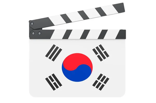 Película Clapperboard Con Bandera Corea Del Sur Concepto Industria Cinematográfica — Foto de Stock