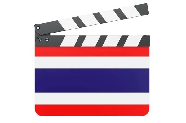 Film Clapperboard Avec Drapeau Thaïlandais Concept Industrie Cinématographique Rendu Isolé — Photo