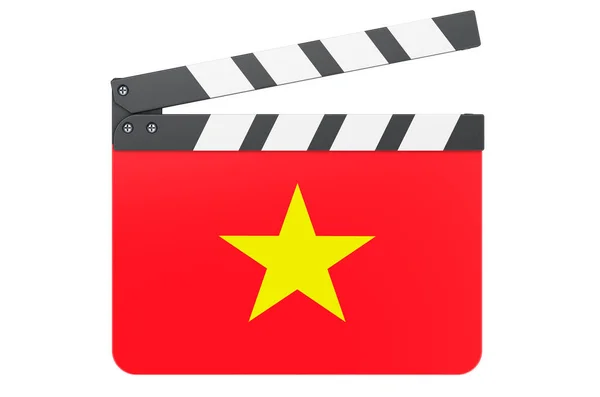 Film Clapperboard Med Vietnamesisk Flagga Film Industri Koncept Rendering Isolerad — Stockfoto