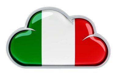 İtalya 'da bulut depolama servisi, beyaz arka planda 3D görüntüleme