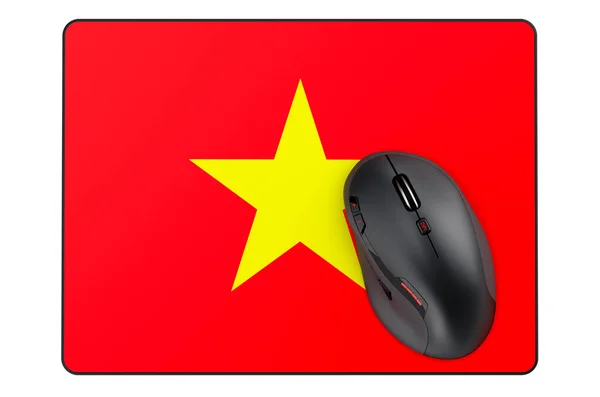 Vietnam Bayrağı Taşıyan Bilgisayar Faresi Fare Altlığı Beyaz Arkaplanda Boyutlu — Stok fotoğraf