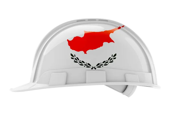 带有塞浦路斯国旗的硬礼帽 3D渲染 白色背景隔离 — 图库照片