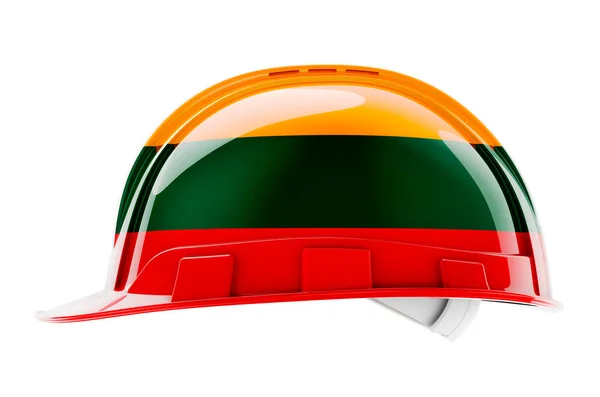Σκληρό Καπέλο Λιθουανική Σημαία Απόδοση Απομονωμένη Λευκό Φόντο — Φωτογραφία Αρχείου