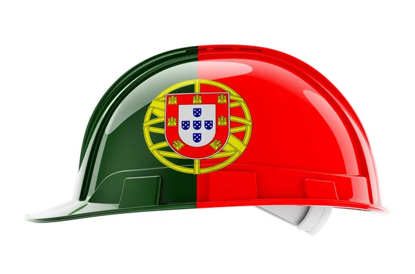 Sombrero Duro Con Bandera Portuguesa Representación Aislada Sobre Fondo Blanco — Foto de Stock