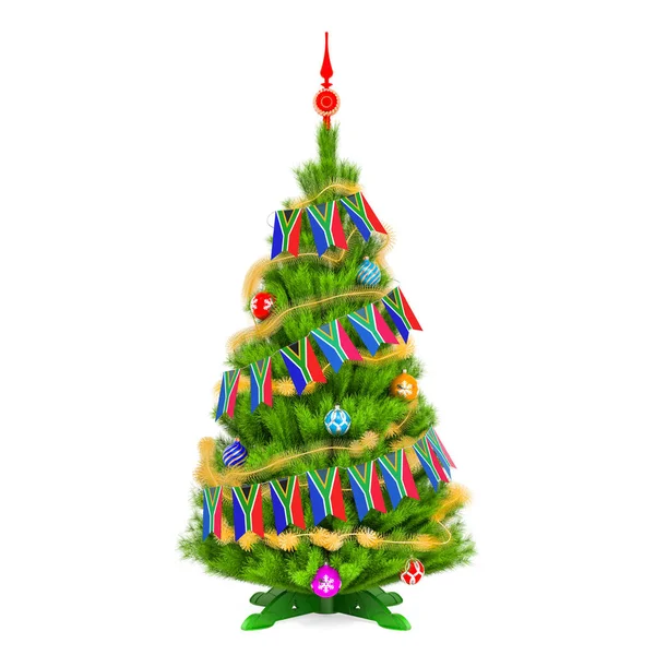 Árvore Natal Com Bandeiras Pendentes Natal Sul Africanas Renderização Isolada — Fotografia de Stock