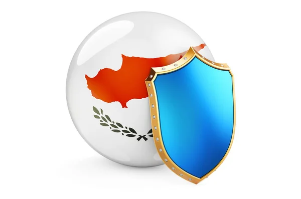 Cypriot Flag Shield Protect Cyprus Concept Rendering Isolated White Background — Stock Photo, Image