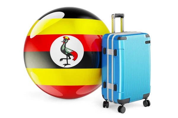 Mala Com Bandeira Ugandense Uganda Conceito Viagem Renderização Isolado Fundo — Fotografia de Stock