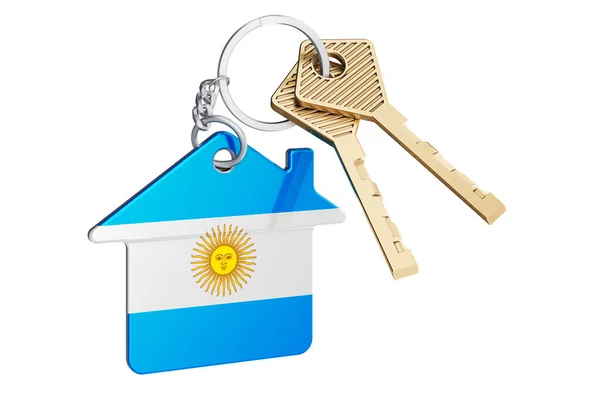Nemovitosti Argentině Domovská Klíčenka Argentinskou Vlajkou Koncept Nemovitostí Nájmů Nebo — Stock fotografie