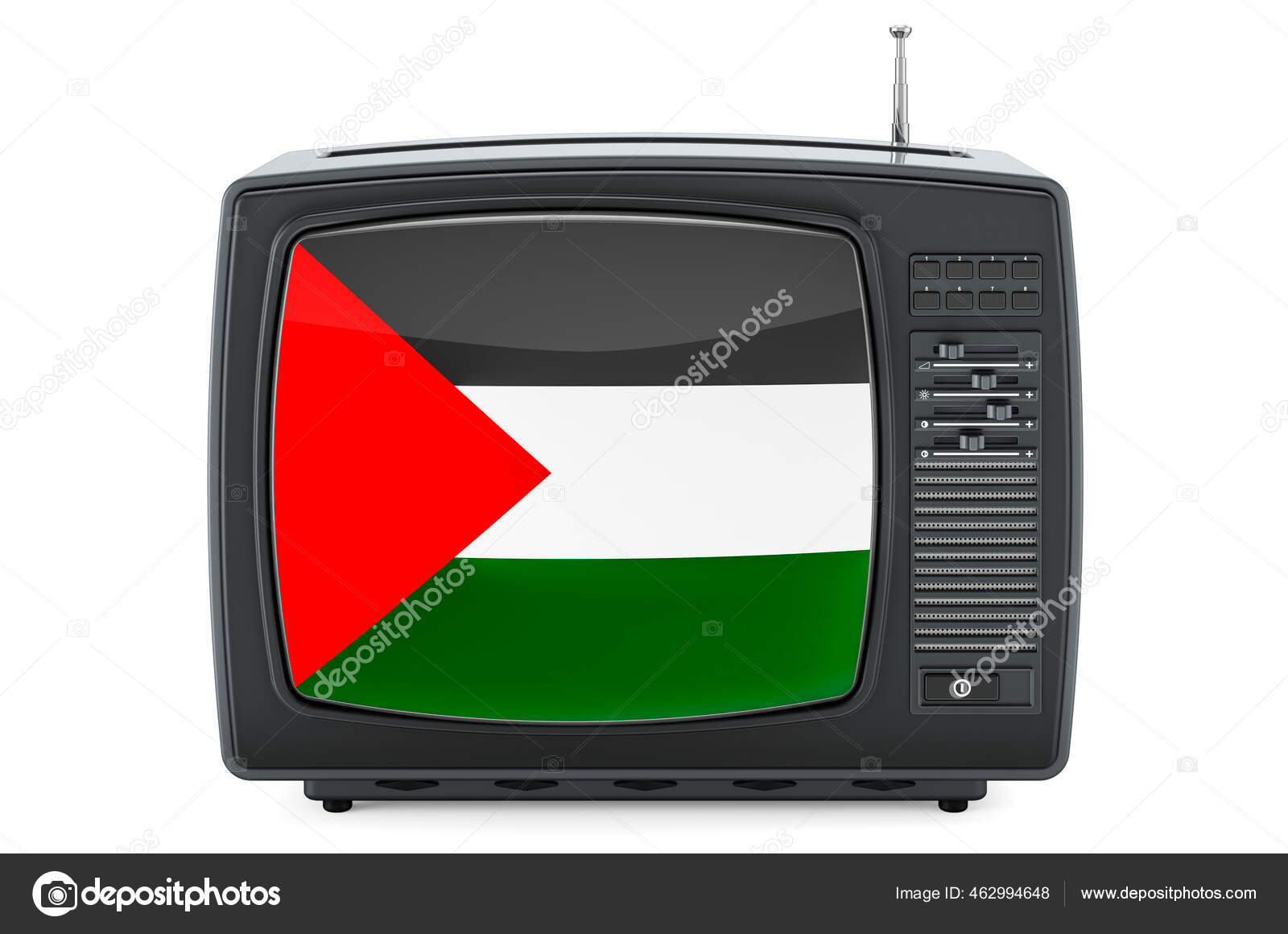 Palestinian Television Concept Set Flag Palestine Rendering Isolated