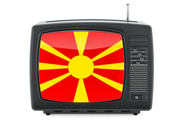 Concepto Televisión Macedonia Televisor Con Bandera Macedonia Representación Aislada Sobre —  Fotos de Stock