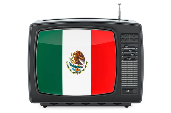 Concepto Televisión Mexicana Televisor Con Bandera México Representación Aislada Sobre —  Fotos de Stock