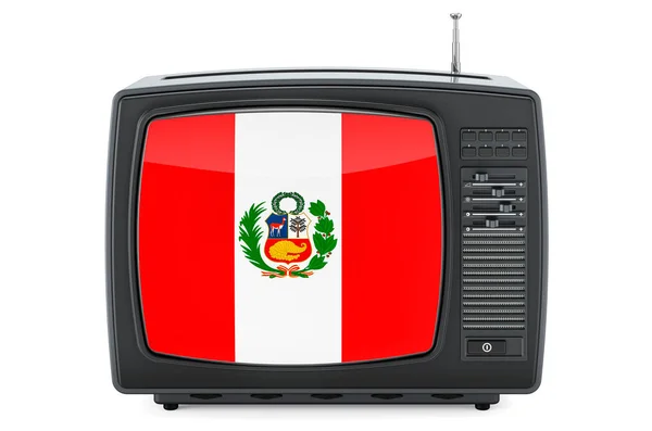 Concepto Televisión Peruana Televisor Con Bandera Perú Representación Aislada Sobre —  Fotos de Stock