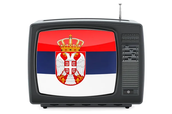Concepto Televisión Serbia Televisor Con Bandera Serbia Representación Aislada Sobre —  Fotos de Stock